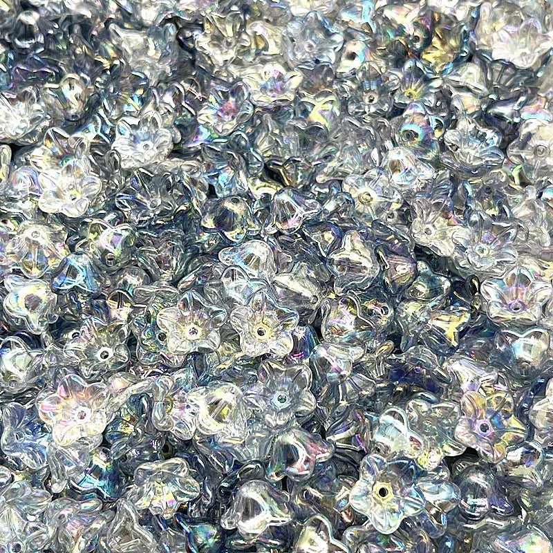 NEW 50pcs 7x13mm Gradual Change Acrylic Bellflower Beads Caps Jewelry Findings Charms Bracelets Spacer Beads for Jewelry Making