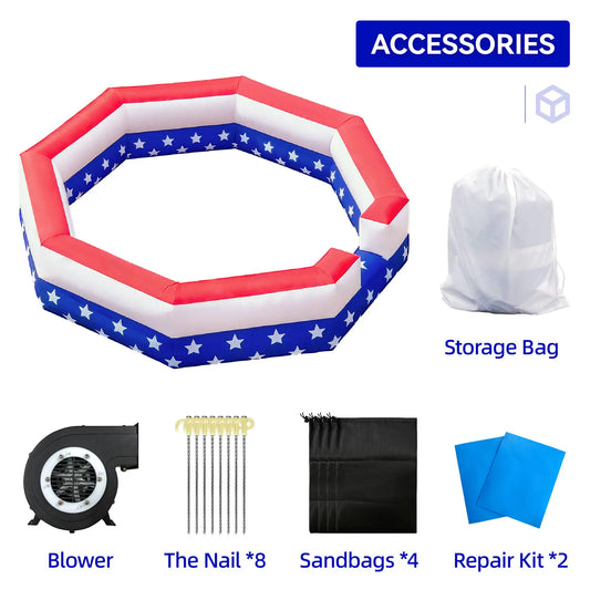 (20ft is out of stock )Gaga Ball Pit Inflatable with Air Blower Portable Gagaball Court Balls Pit 15FT for Sport Game