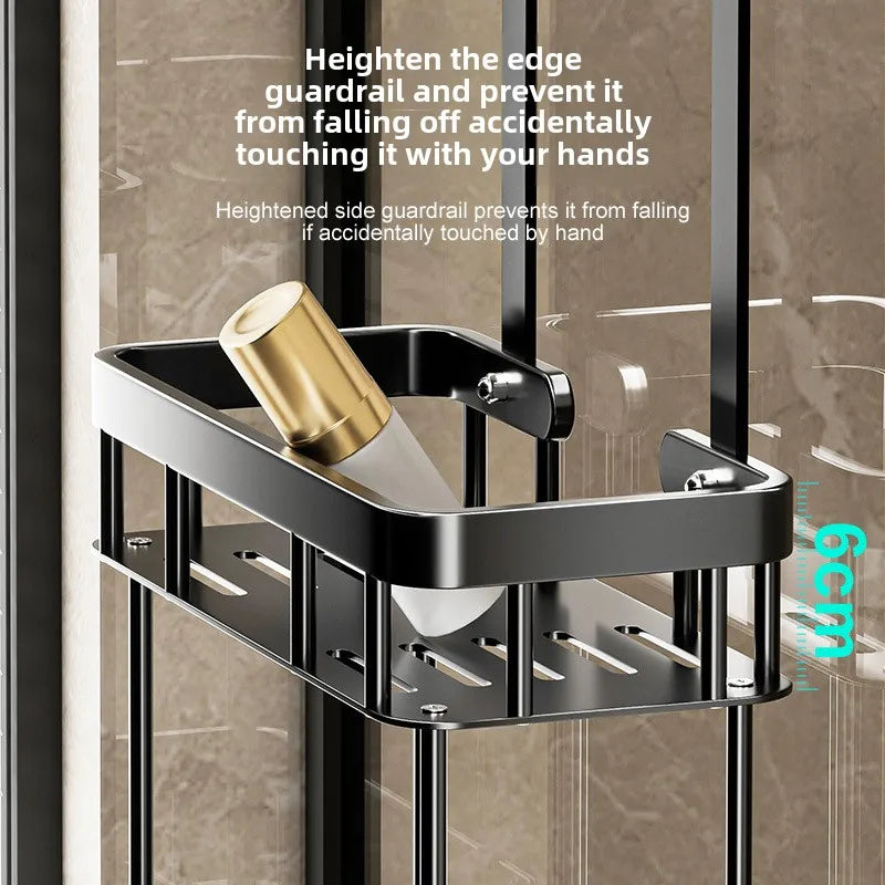 No-Drill Shower Caddy | Bathroom Glass Door Storage Basket | Towel Organizer Rack for Convenient Bathing Space