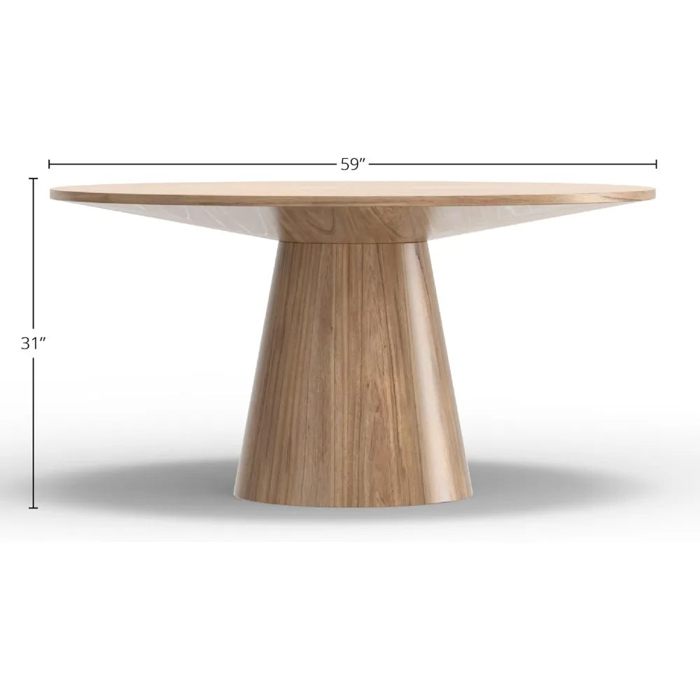 Cove Round Solid Wood Dining Table, Natural