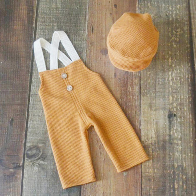 Newborn Boy Fabric Overall Baby Photoshoot Outfit Newborn Boy Clothes Baby Props for Photography Infant Shooting Accessories