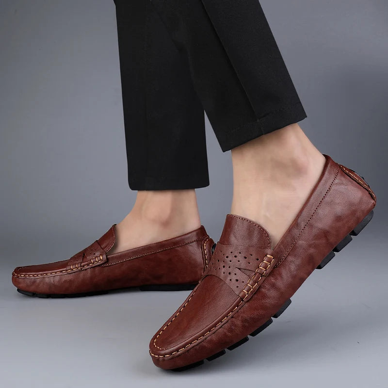 Genuine Leather Mens Slip on Shoes New Arrival Mens Loafers Handmade Male Comfortable Driving Footwear High Quality Men's Shoes