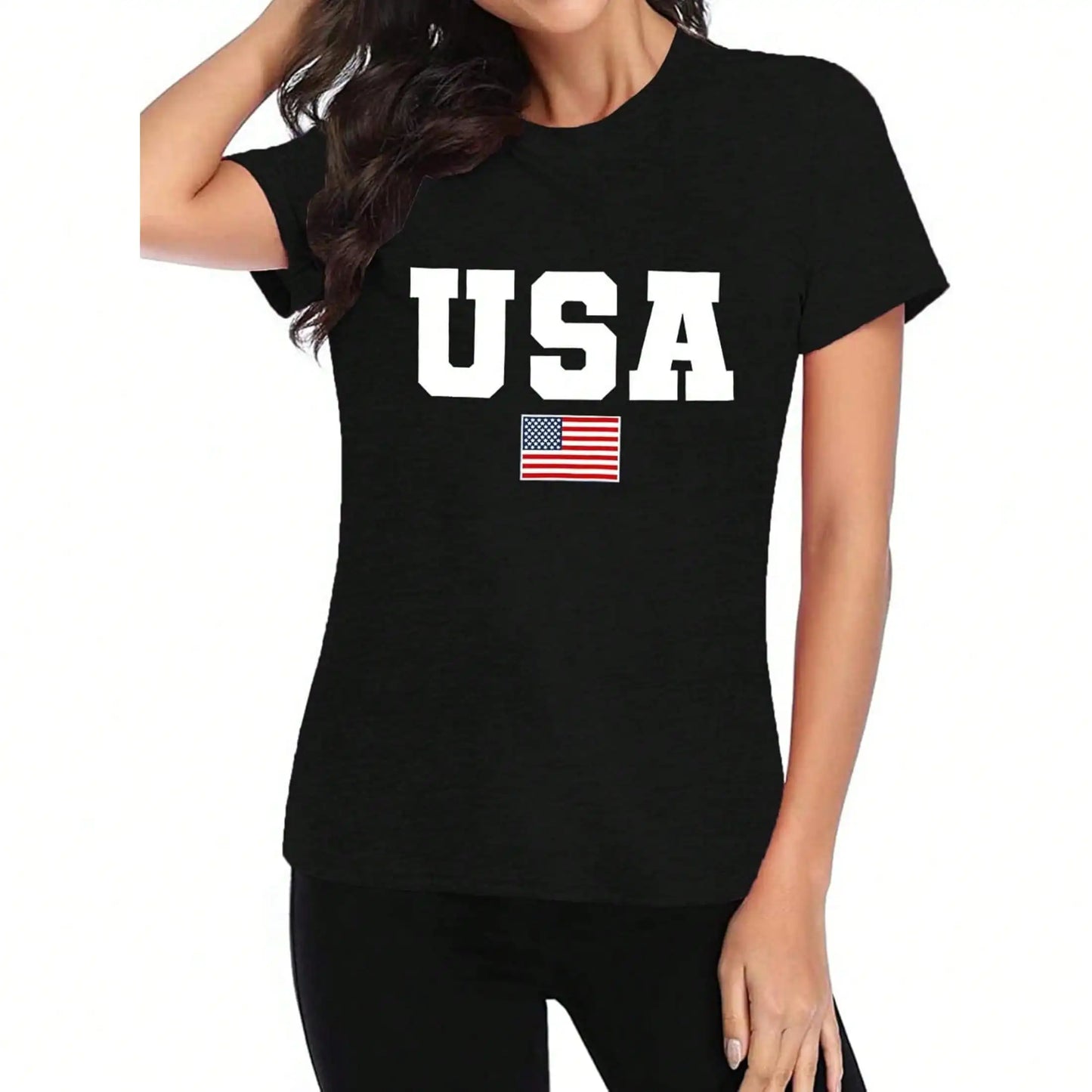 American Flag Shirts For Women 4th Of July Tops USA Print T Shirt Proud T-Shirt Comfort Neck Short Casual Short Sleeve American