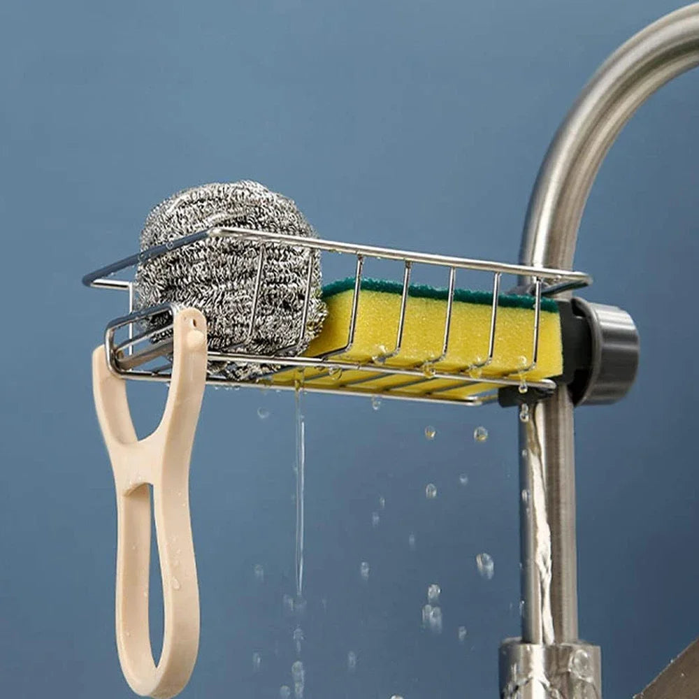 Bathroom Shelves Shower Rack Aluminum Basket For Soap Bathroom Storage Adjustable Kitchen Faucet Sink Rag Holders