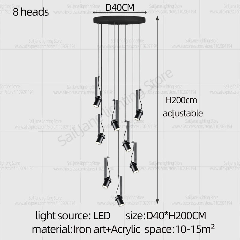 Led Spotlights Chandelier Minimalist Modern Living Room Lighting Home Decoration Hanging Restaurant Lamp Stairs Pendent light