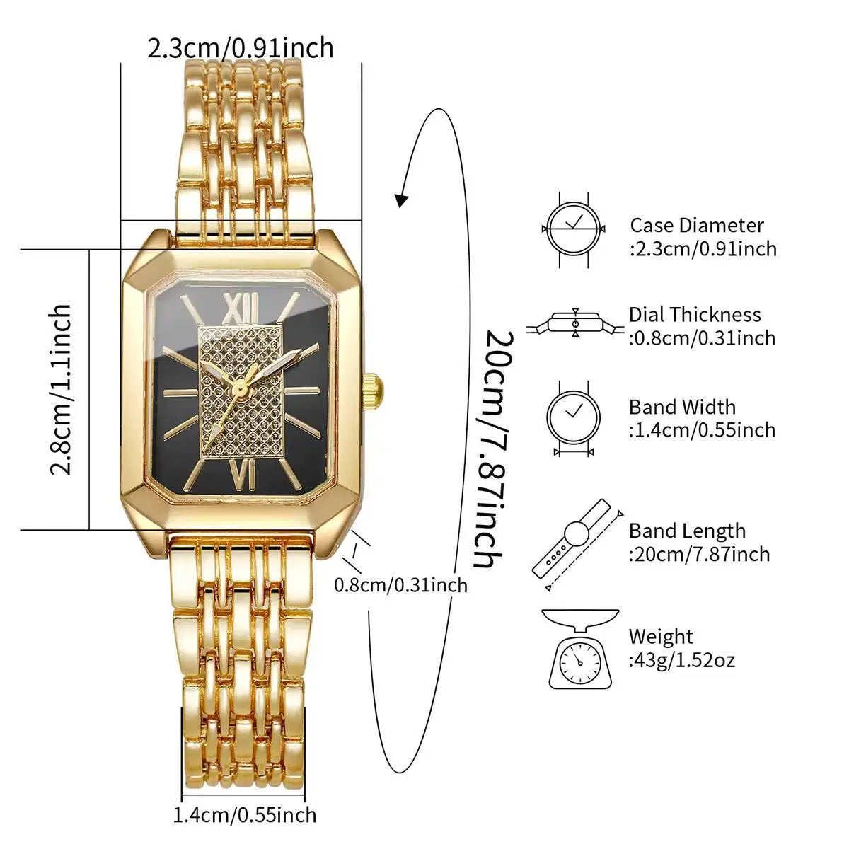 Fashion Rectangle Women Watches Ladies Stainless Steel Strap Quartz Wristwatches Reloj Mujer(Without Box)