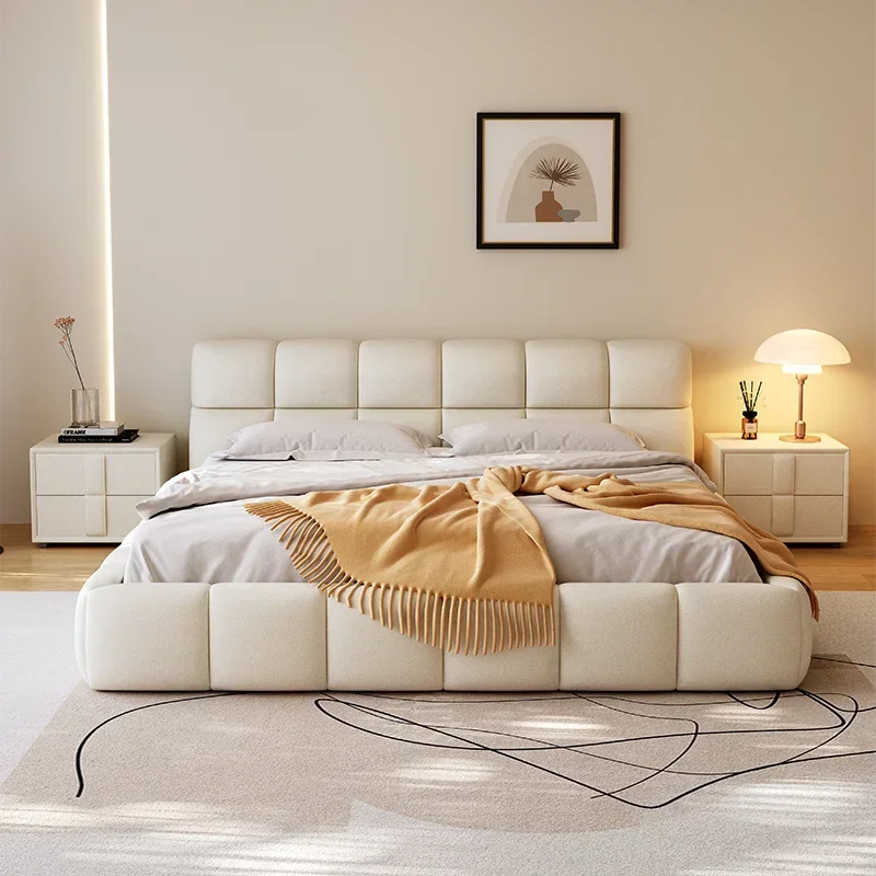 Modern Soft Bed Frames Set Room Furniture Set Luxury Unique Fabric Slatted King Queen Size Wood Bed With Frame