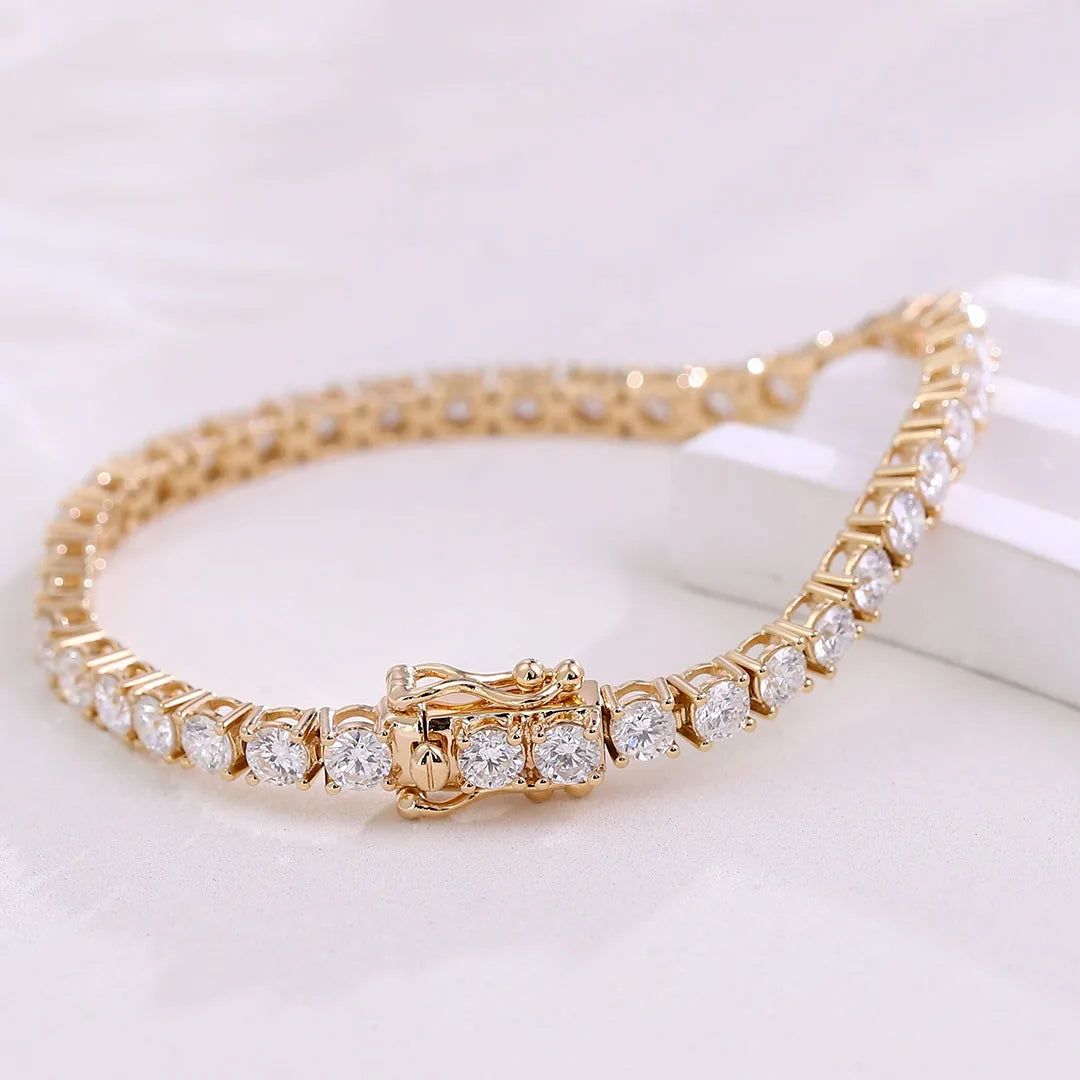 Provence Tennis Bracelet 18KGold 3.0mm four Prong Setting DEF/VS Lab Diamonds Simple Bangle for Women Men Personalized Custom