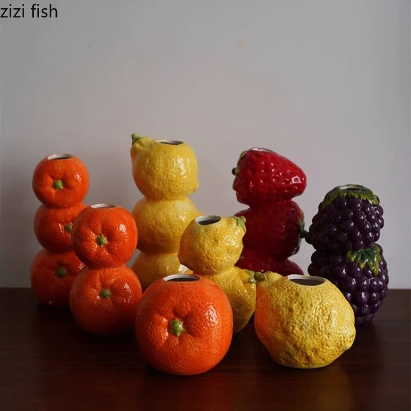 Fruit Shaped Ceramic Vase Vintage Floral Ware Dried Flower Vase Desktop Vases Flower Arrangement Hydroponic Vases Crafts