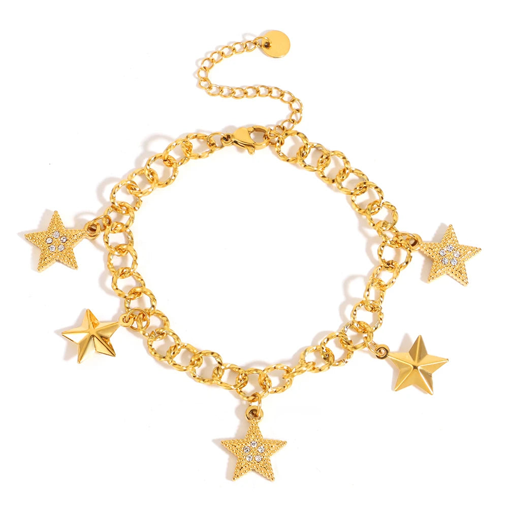 Multiple Punk Chunky Gold Plated Thick Chain Stainless Steel Bracelet for Women Twist Irregular Geometric Cuban Chain Bracelets