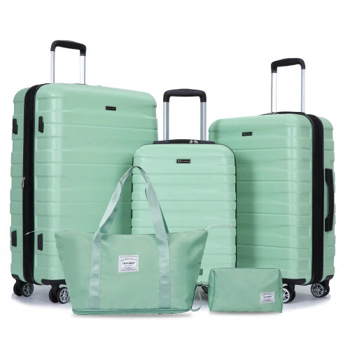 Luggage set of 5 pieces, expandable hard PC luggage set with TSA lock for rotating wheels, polychrom lightweight rolling luggage