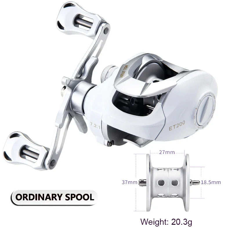 New 4+1 Ultra Smooth Fishing Baitcasting Reel 6KG Max Drag 7.2:1 High Gear Metal Line Cup Sea Jig Wheel For Catfish Bass Carp