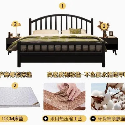 Nordic black retro American modern simple 1.5m storage princess bed solid wood bed 1.35 meters double 1.8 meters