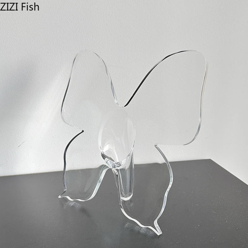 Transparent Butterfly Vase Flowers Pot Desk Decoration Flower Arrangement Butterfly Decorative Floral Vases Room Aesthetic Decor
