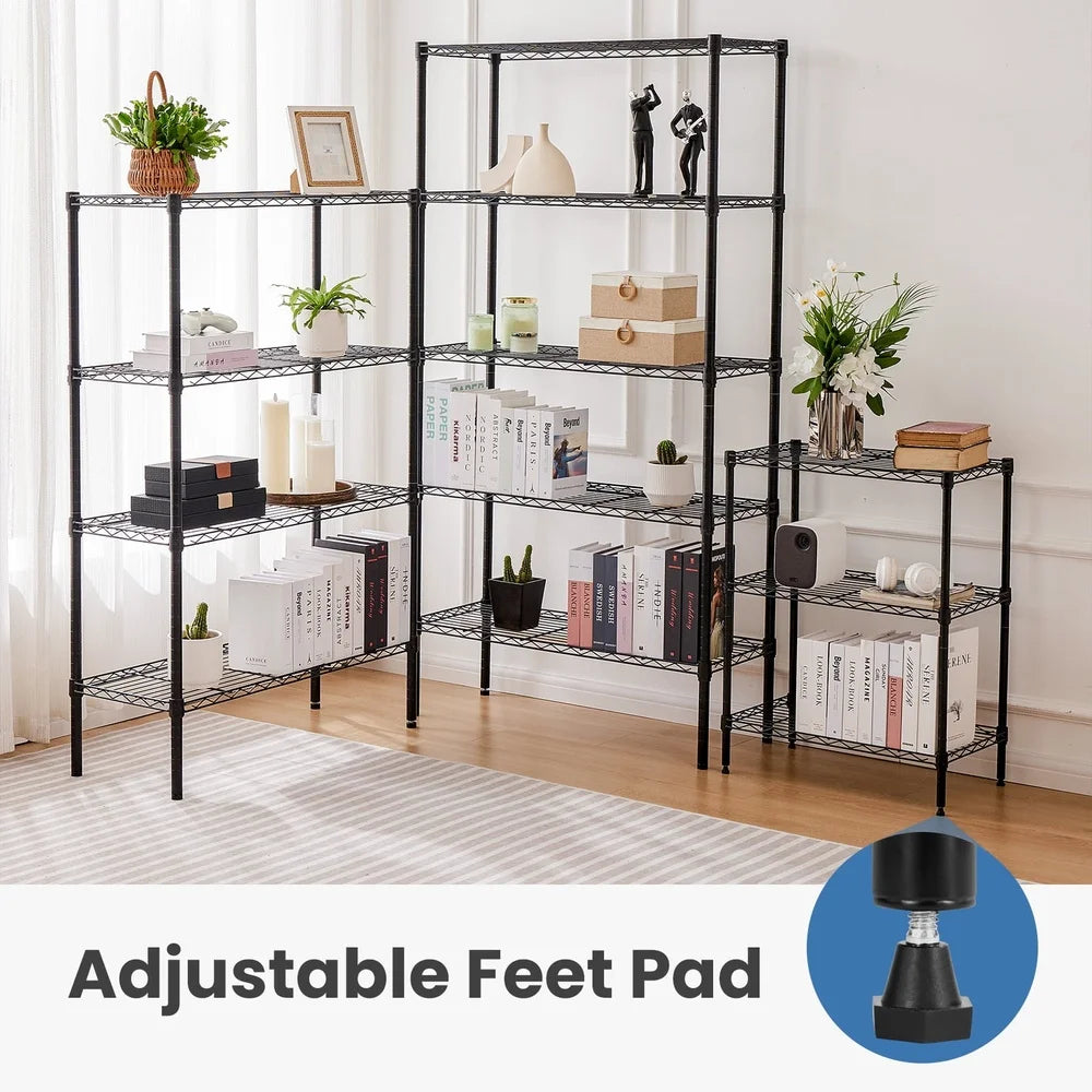 3-Tier Adjustable Heavy Duty Steel Wire Shelving Unit Storage Rack Kitchen Garage Office Organization Freestanding Metal Shelf
