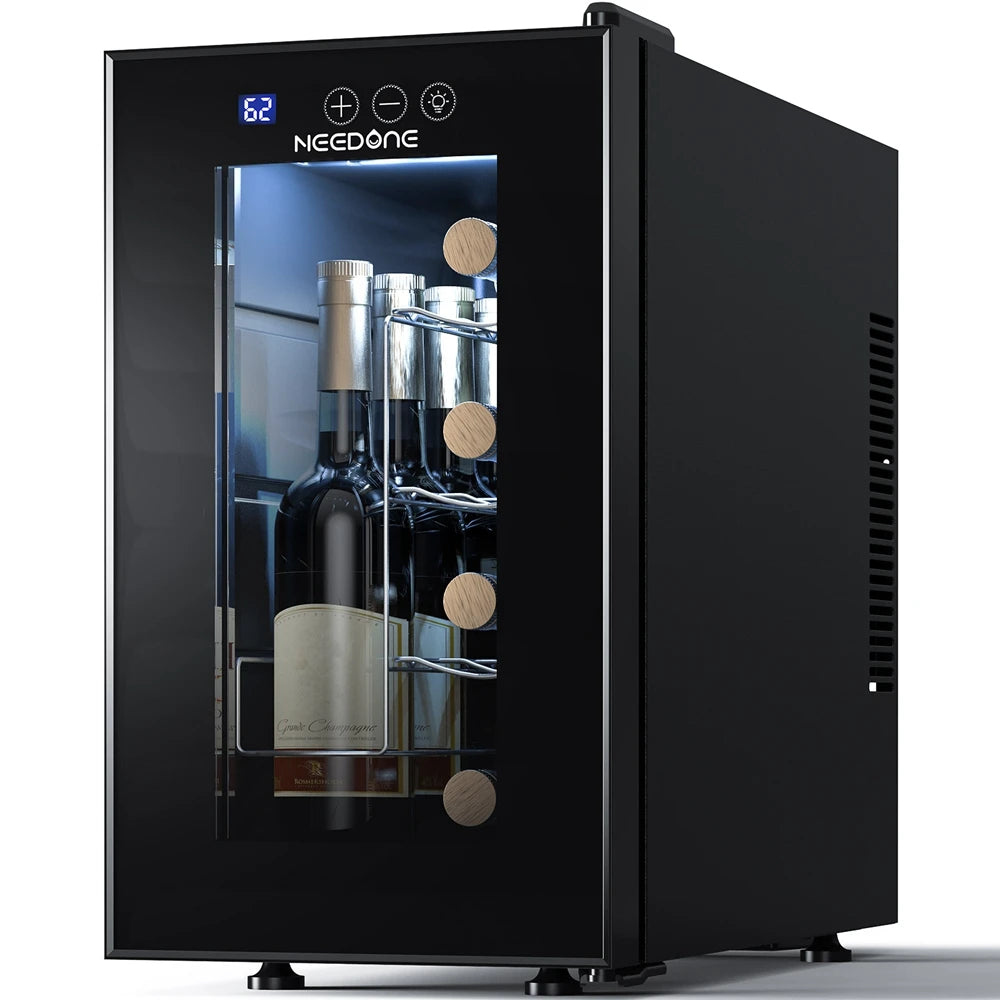 NEEDONE Wine Cooler Fridge, 8 Bottle Wine Chiller with Wine Rack/Lighting Fast Cooling Thermoelectric Queit Wine Cabinet Cellar