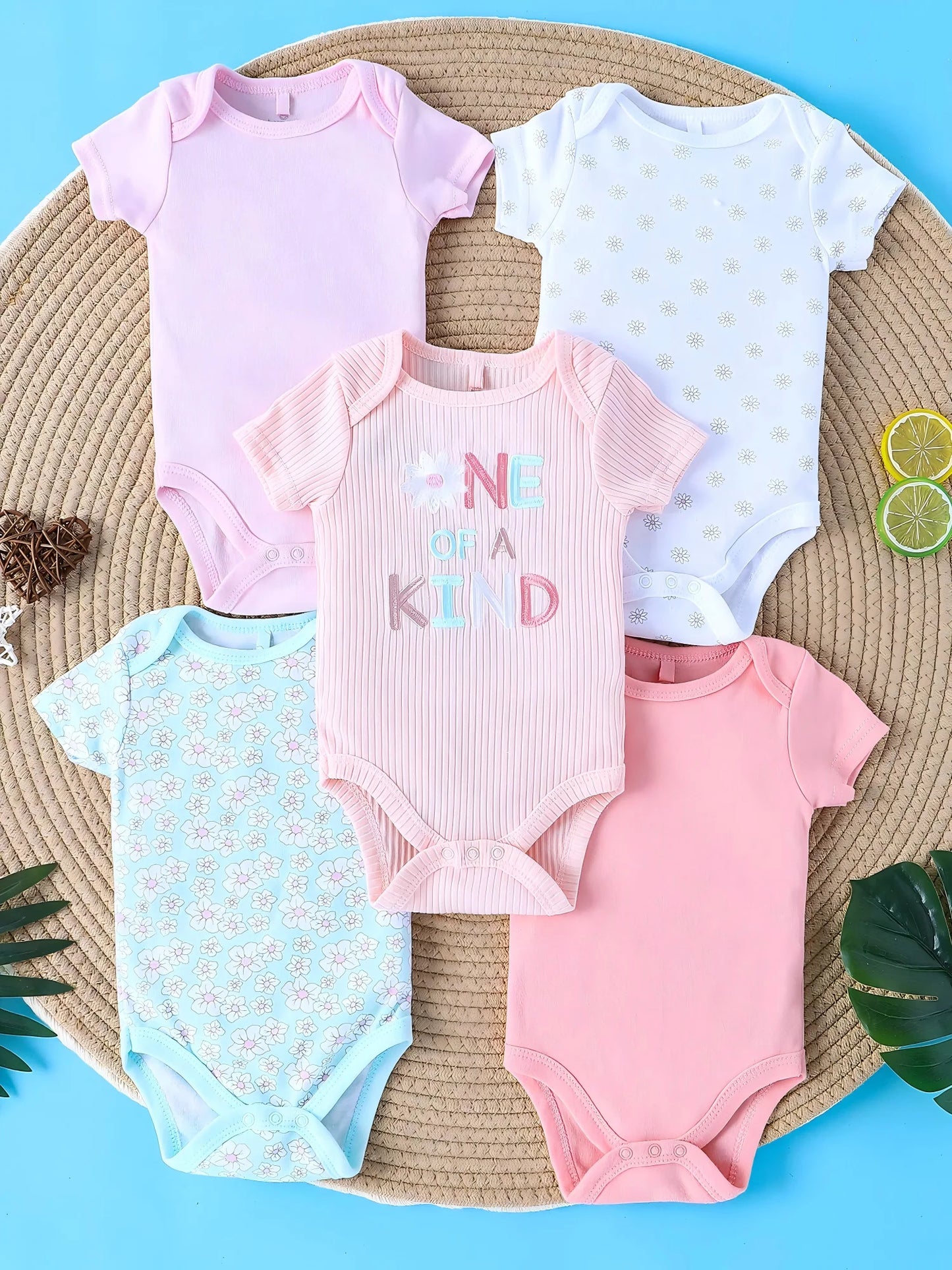 Baby girl clothes 5PCS Baby girl onesie newborn baby clothes summer Short-sleeved jumpsuitSuitable for 0-9 months