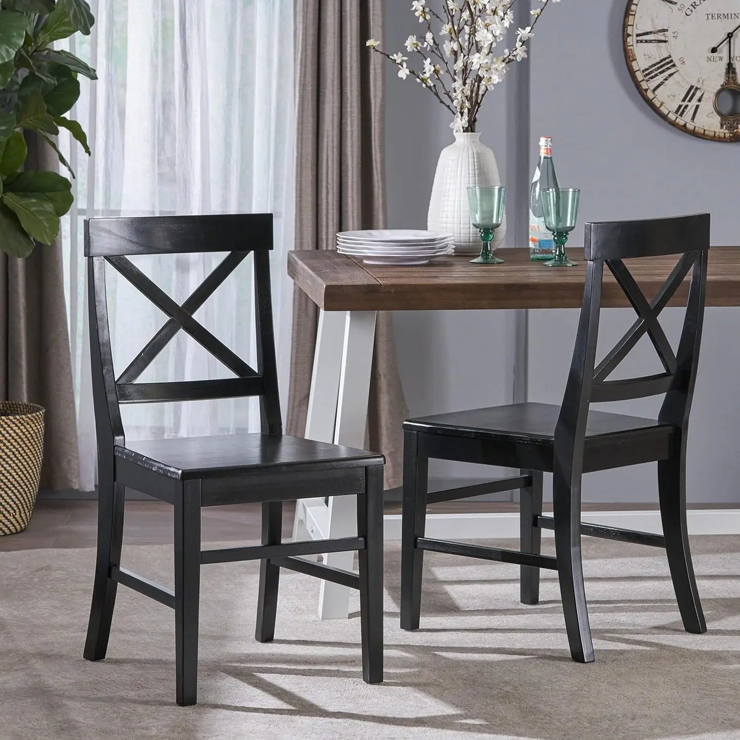 Wood Dining Chairs, Farmhouse Country Side Chairs,Wooden Armless Chairs Kitchen Dining Room Home Living Room Heavy Duty Acacia