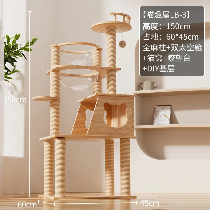 Cat climbing frame litter tree integrated climbing frame large space space capsule litter MDF material solid and