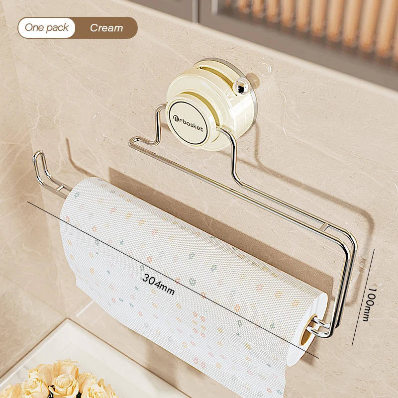 Bathroom Storage Rack With Strong Suction Cup No Punching Wall Mounted Bathroom Kitchen Tissue Holder For Multi Scene Storage