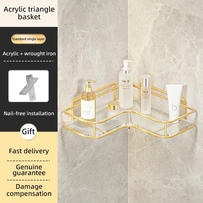 Bathroom Corner Organizer Cabinet Cosmetic Holder Shower Rack Corner Shelf Acrylic Triangle Wall-mounted Countertop Storage