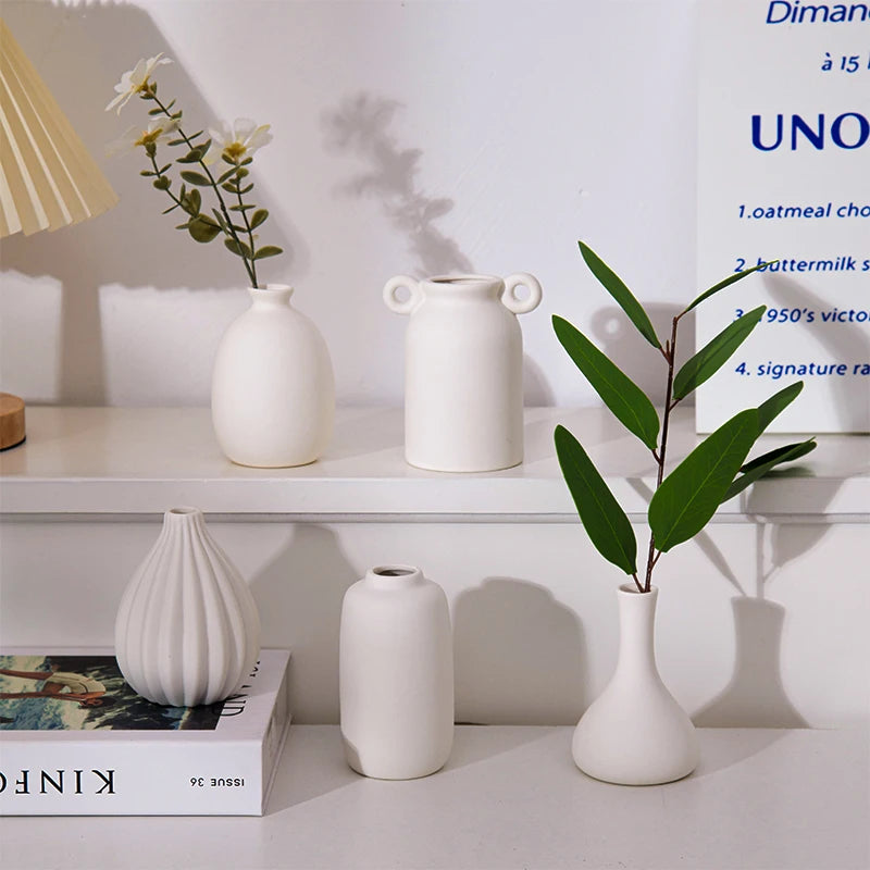White Vase Ceramic Vase Flower Arrangement Vase Aesthetic Vases Desktop Ornament Flower Vase Flower Bottle Container Vases