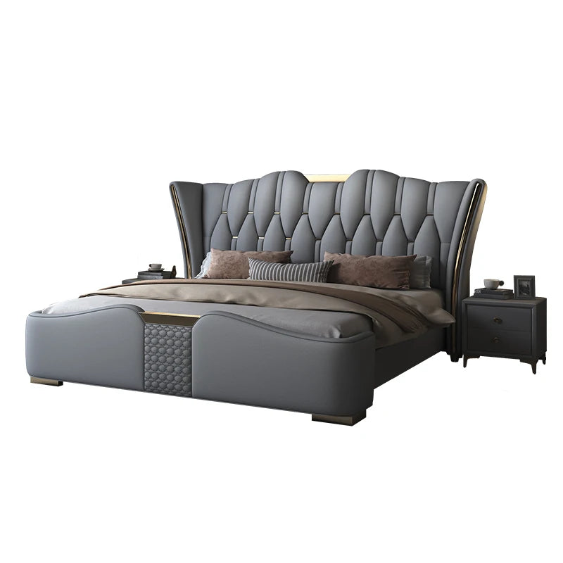 Italian Style Double Bed Modern Minimalist Camping Pliable Luxury Double Bed Headboard Storage Camas Matrimoniales Furniture
