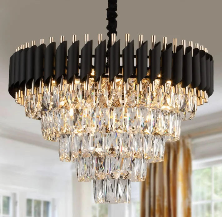 Luxury Pendant Lights Crystal Aluminum Chandelier E12 Lamp Holder Indoor Lighting for Home Dining Room Kitchen Coffee Shop Decor