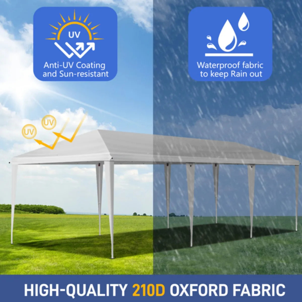 10x30ft Outdoor Pop Up Canopy, Portable Instant Canopy Tent for Outdoor Events Party Wedding Birthday Graduation Canopy Tent