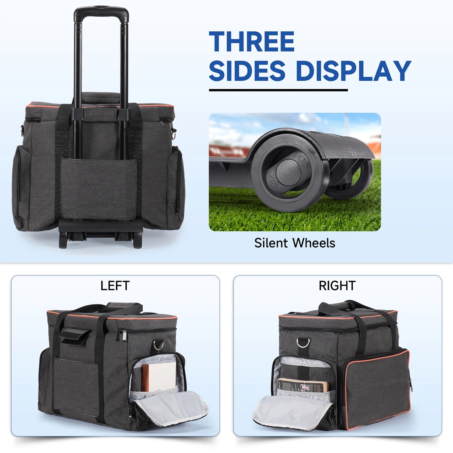 Retractable Handle Rolling Carry-On Bag - Expandable Luggage with 360° Wheels for Travel/Business, Lightweight & Durable (Black)