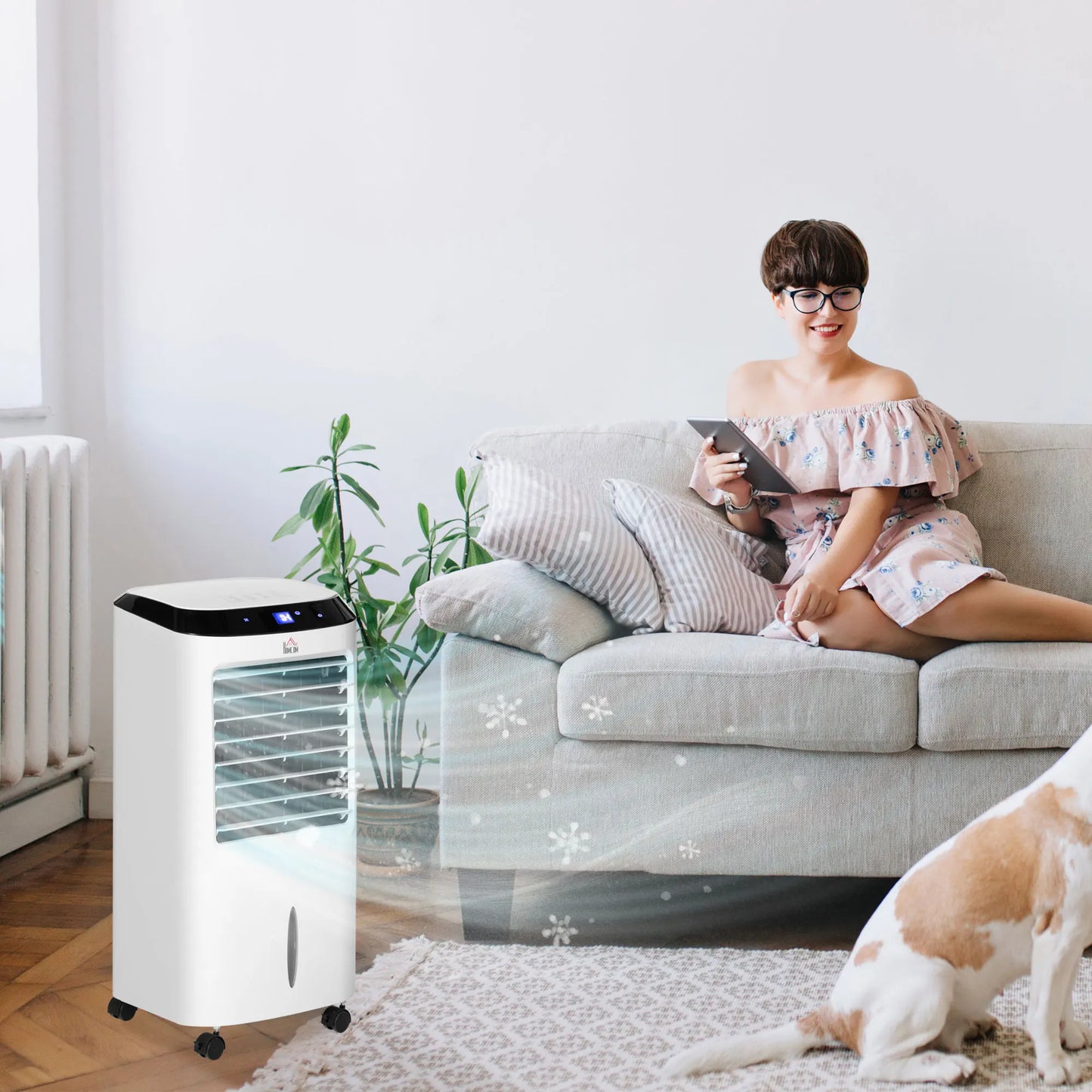 HOMCOM Portable Air Cooler, Evaporative Anion Ice Cooling Fan Humidifier Unit