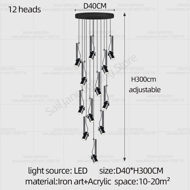 Led Spotlights Chandelier Minimalist Modern Living Room Lighting Home Decoration Hanging Restaurant Lamp Stairs Pendent light