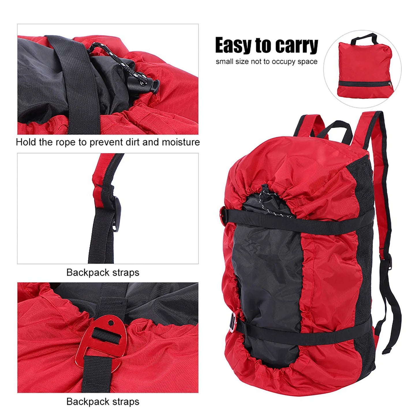 Camping Bag Climbing Bag Outdoor Bag Hiking Bag Rock Climbing Rope Kit Bag Folding Shoulder Strap for Outdoor Camping Hiking