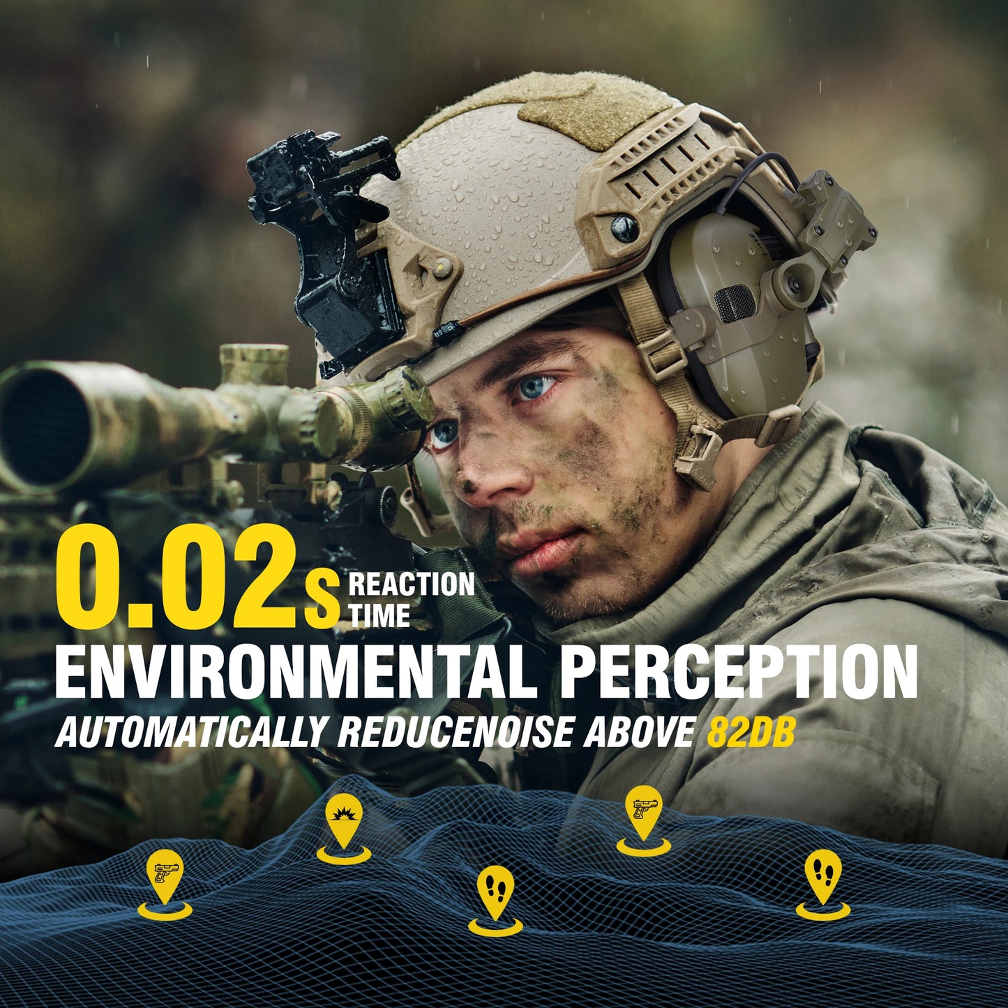 Active Helmet Mounted Earmuffs For Shooting Electronic Hearing Protection Ear Protect Noise Reduction Active Hunting Headphone