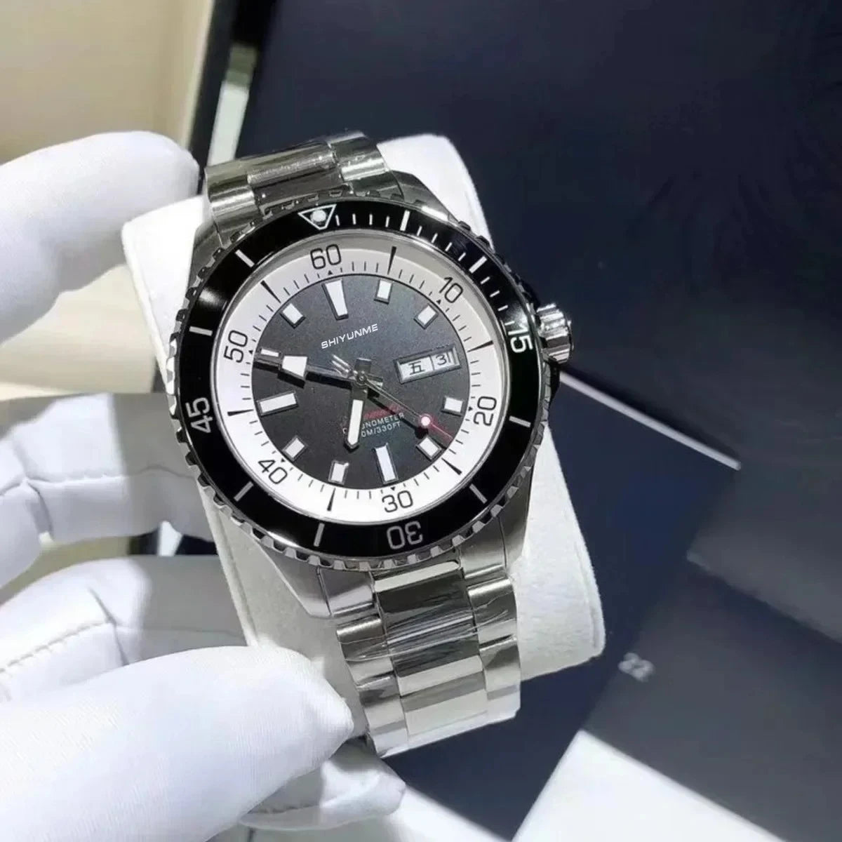 B Automatic Mechanical Men's Watch Waterproof Stainless Steel Sport Screw Fixed Superocean