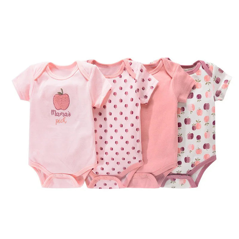 Newborn Baby Clothing 4 pieces Boy Girl baby clothes items Cotton Bodysuit Summer Short Sleeve Romper Infant