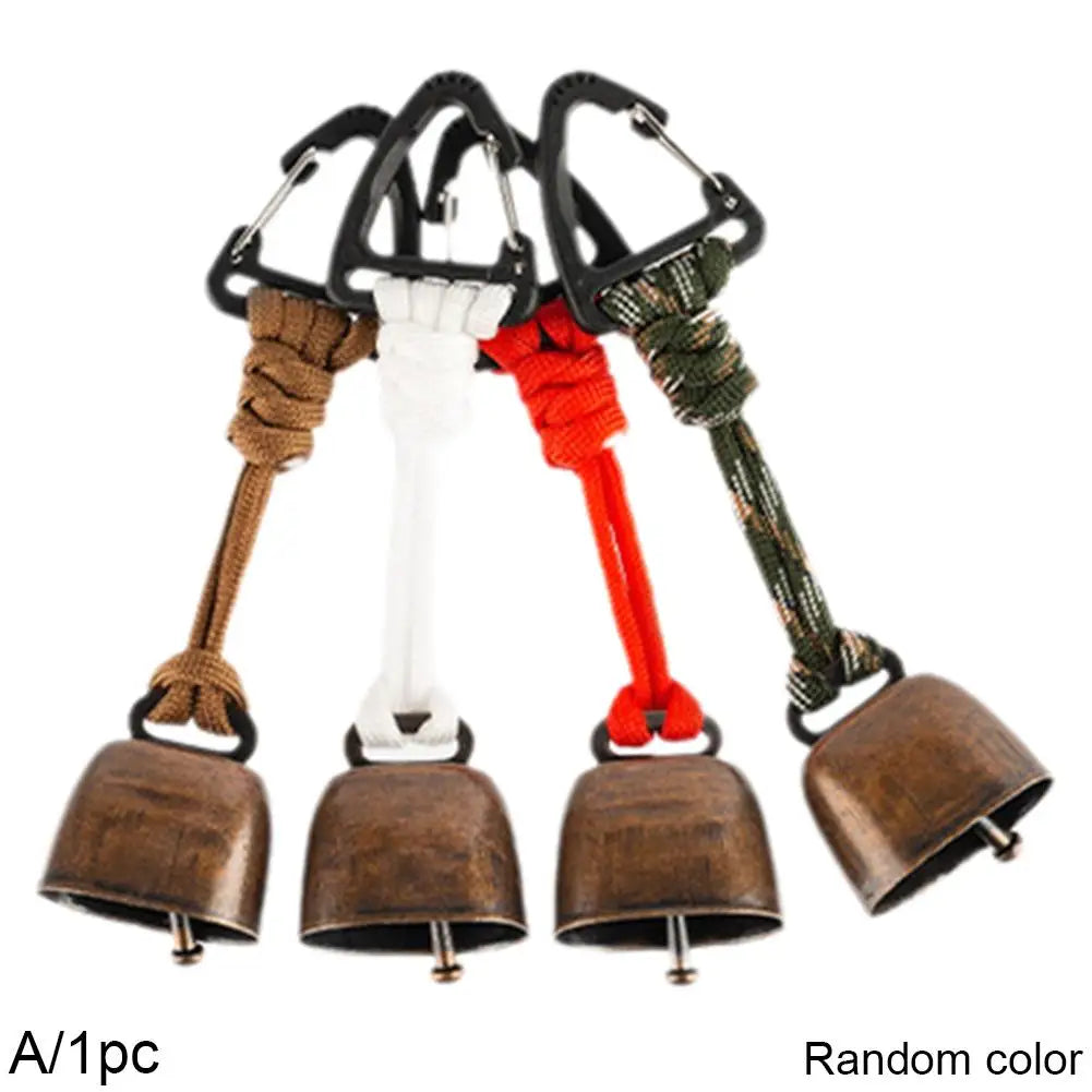 Bear Bell Outdoor Metal Bell Pendant Keychain Camping Bear Protection Bell Accessory with Mute Function Hiking Loud Cowbell