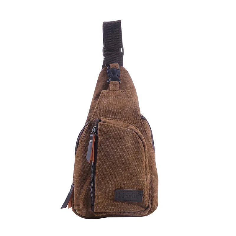 New Mens Vintage Canvas Satchel Shoulder Sling Chest Pack Multifunctional Outdoor Small Shoulder Bag