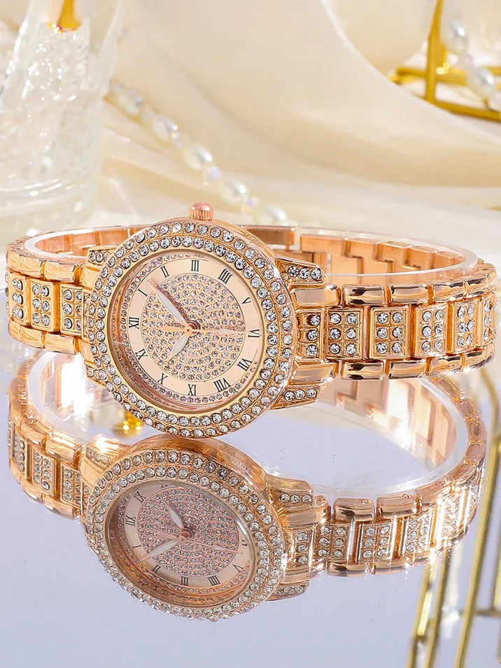 Women's Watches Fashion Original Quartz Wrist Watch for Ladies Roman Dial Dazzling Diamond Waterproof Luminous Luxury New