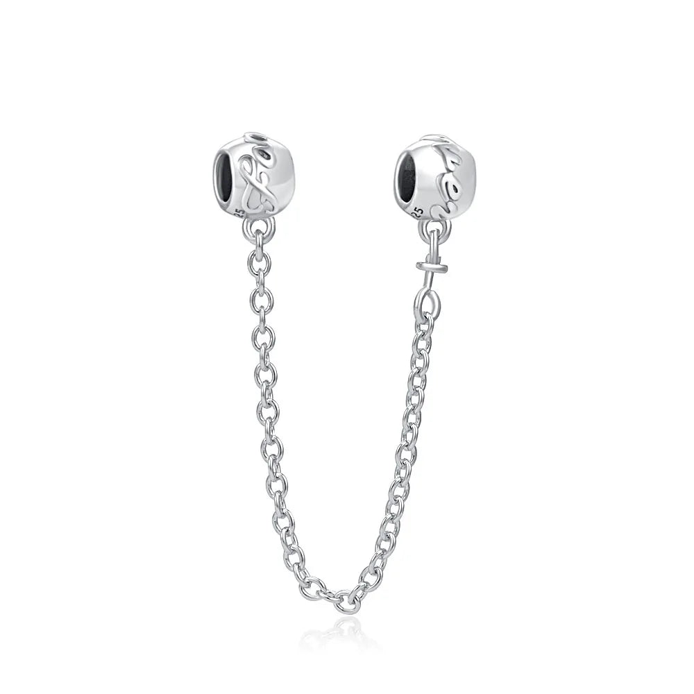 New 925 Silver Horseshoe Clover Star Cat Charm True eyes Pendant Safety Chain Bead Fit Original Bracelet Jewellery Gift dragon