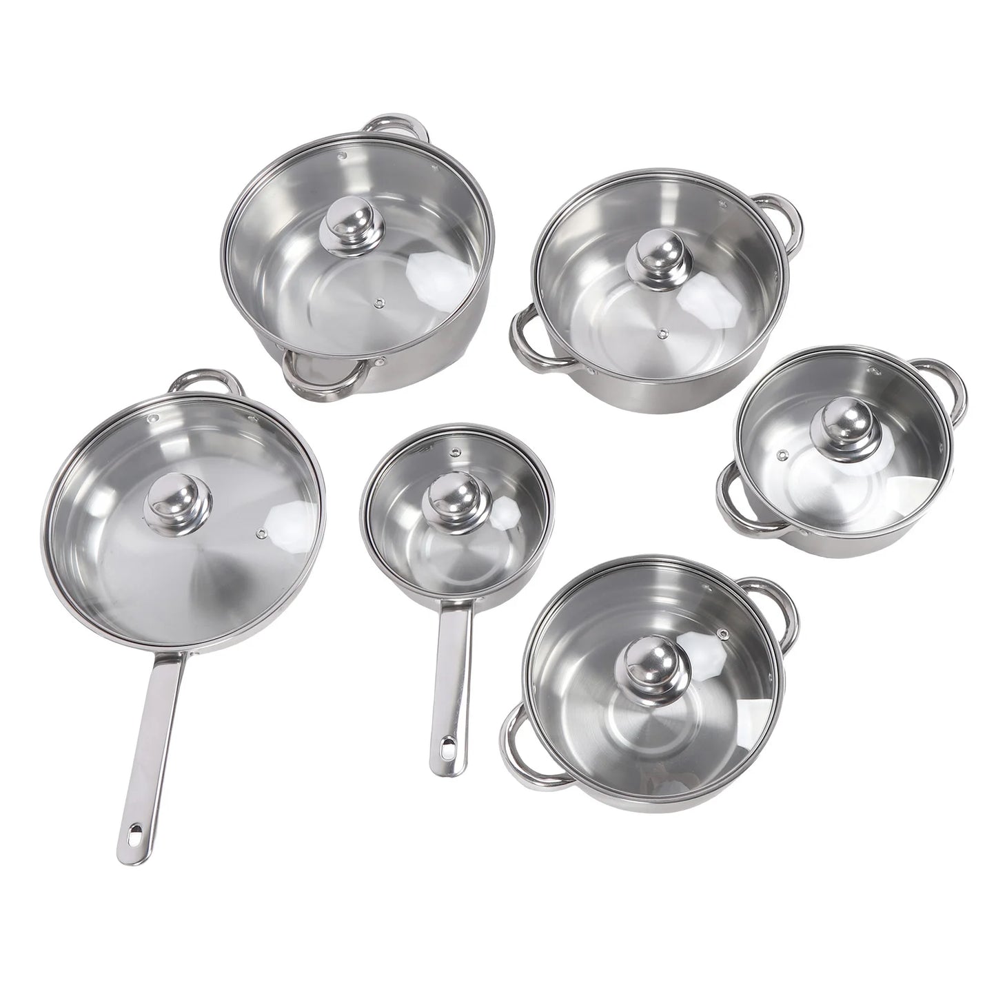 Stainless Steel Pots and Pans Set with Lids Versatile Kitchen Cookware Kits Efficient Heat Distribution Kitchen Supplies