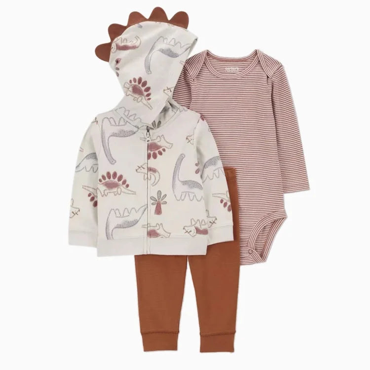 Infant Baby Boy Clothes Sets Winter Warm Cotton Hoodies+Romper+Pants Toddler Girls Clothes Hooded Coat+Jumpsuit+Trousers 3 PCS