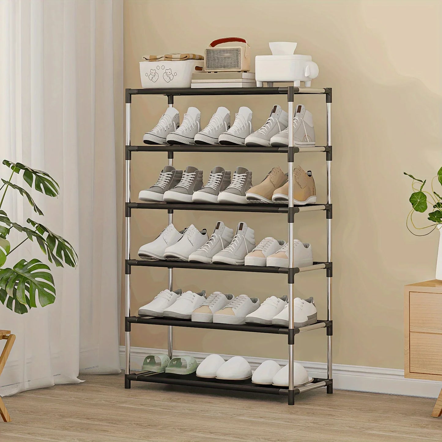 2025 6/7 Tier Stackable Wardrobe Shoe Rack - Space-Saving Storage for Entryways, Hallways & Closets, in Black,Simple shoe rack