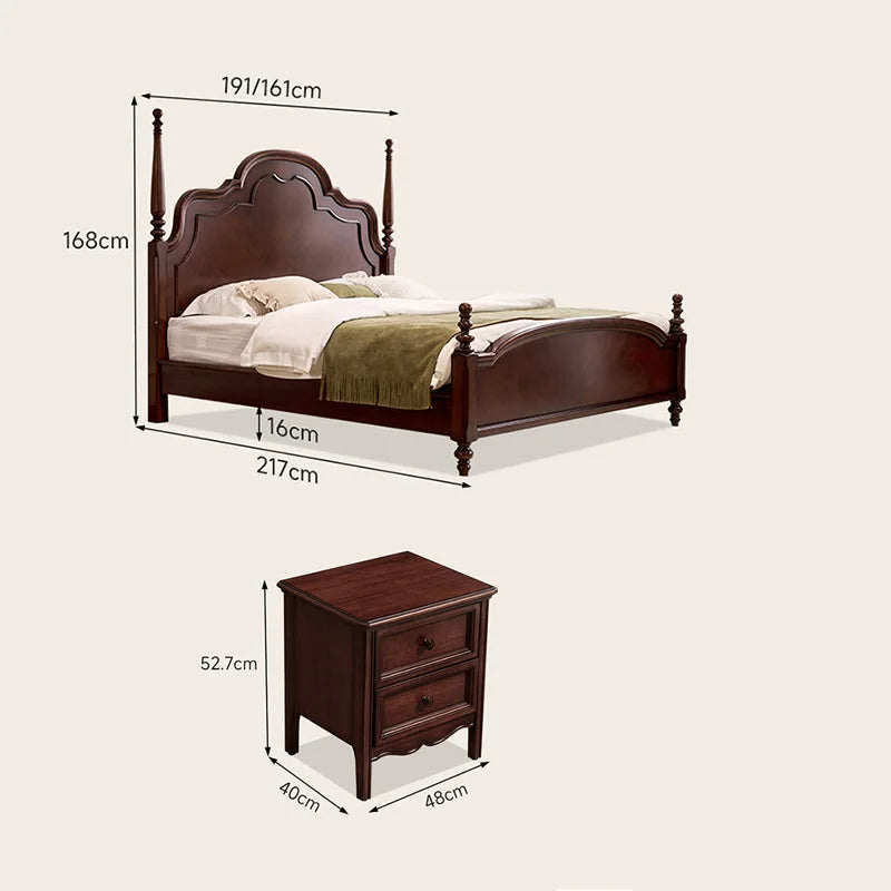 (FAS grade peach blossom core) high-end retro solid wood bed French Anna bed medium antique bed 1.8 double solid wood bed