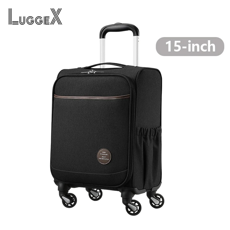 LUGGEX Luggage with Spinner Wheels - Polycarbonate Aluminum Hard Shell Suitcase Zipperless Carry-On 20-Inch, Black