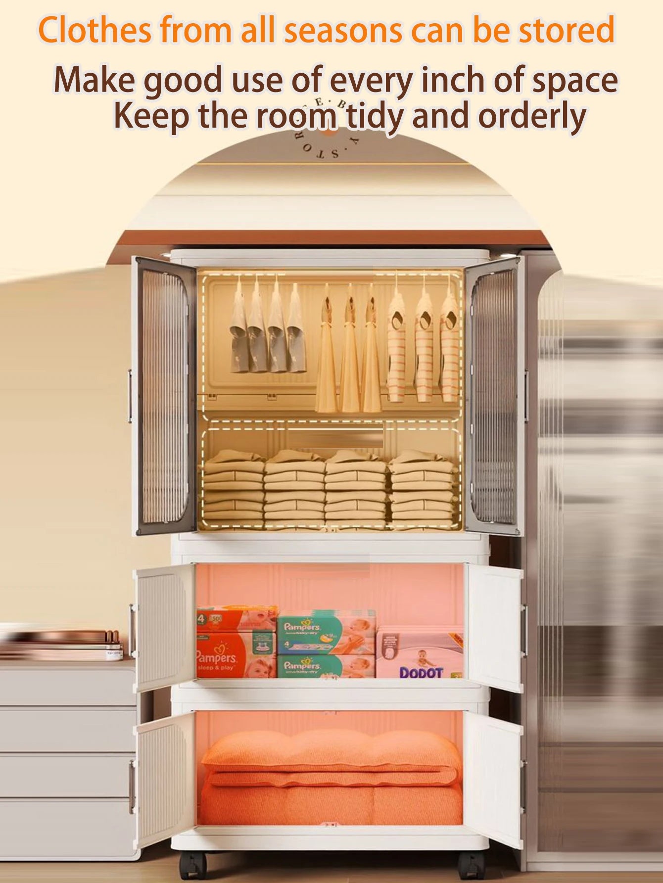 Multi-specification Large Capacity Wardrobe Foldable Easy Install Clothes Storage Cabinet Organizer for Home