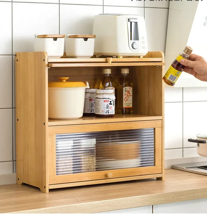 Kitchen Shelf Spice Dish Storage Rack Microwave Countertop Multi-Layer Storage Cabinet Supplies
