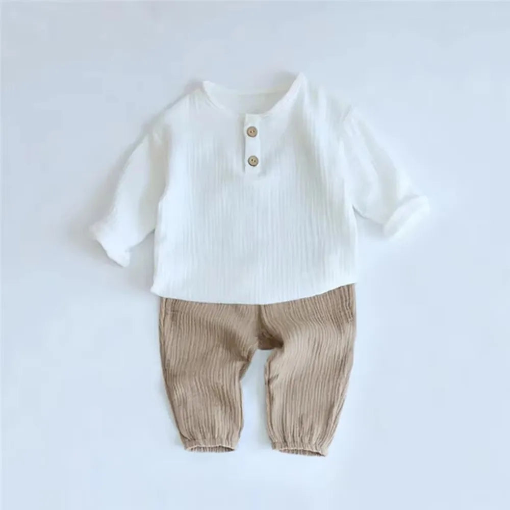 Infant Baby Boy Girl Clothes Set For Party Long Sleeve Baby Shirts +Loose Pant Toddler Kids Clothes Spring
