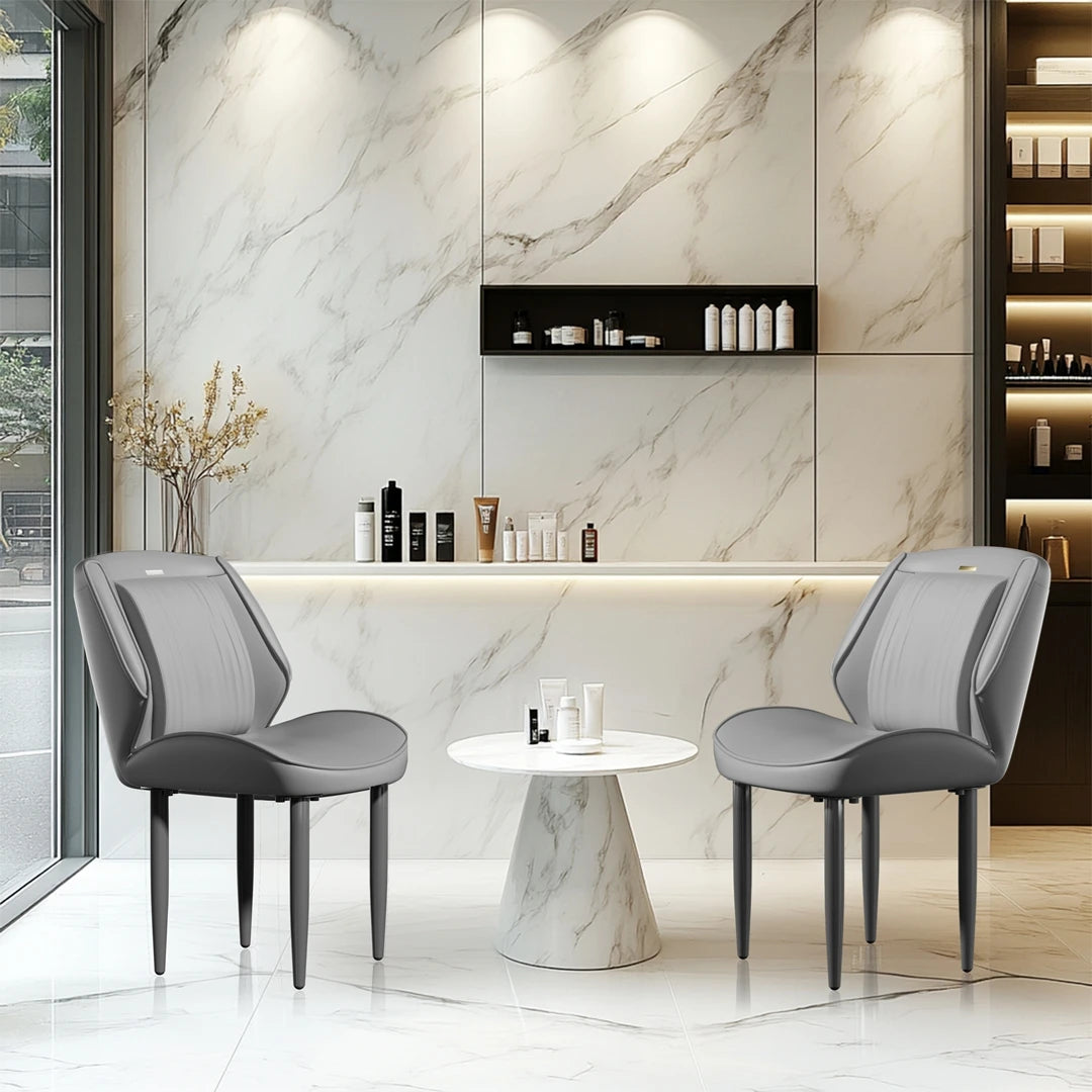 2Pcs PU Leather Dining Chairs Armless Wide Back Modern Accent Chairs for Dining Room Kitchen Suitable for All Tables