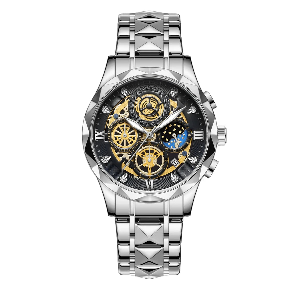 Fashion Man Wristwatch Waterproof Luminous Chronograph Watch for Men Stainless Steel Men's Quartz Watches reloj hombre 2024 New